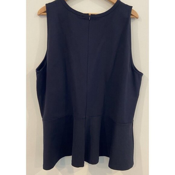 NWT Lane Bryant Blouse Sleeveless Sheer Peplum Navy Blue Size 26 28 New - Picture 3 of 5
